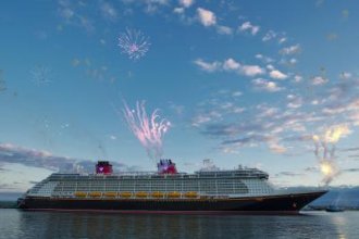 The Disney Fantasy arrives in Port Canaveral, Florida.